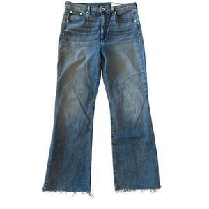 Rag & Bone High Rise Raw Hem Cropped Nina Flare Ankle Jeans Freya Wash Size 31